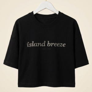 Къса дамска тениска „island breeze“ с декоративен принт